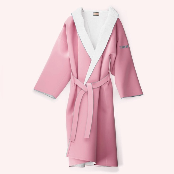 NEW Truly Luxury Pink Hooded Bathrobe Full Length, super soft! - Picture 2 of 6